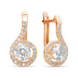 z2-9497 Серьги с фианитами. Золото 585.