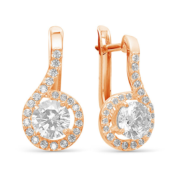 z2-9497 Серьги с фианитами. Золото 585. 