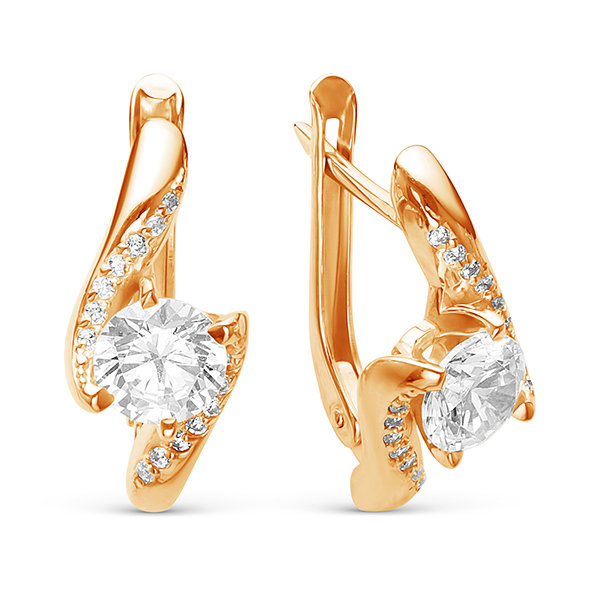 z2-9562 Серьги с фианитами. Золото 585. 