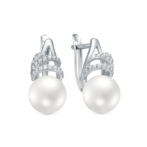 z2-10161 Серьги с жемчугом. Серебро 925. 