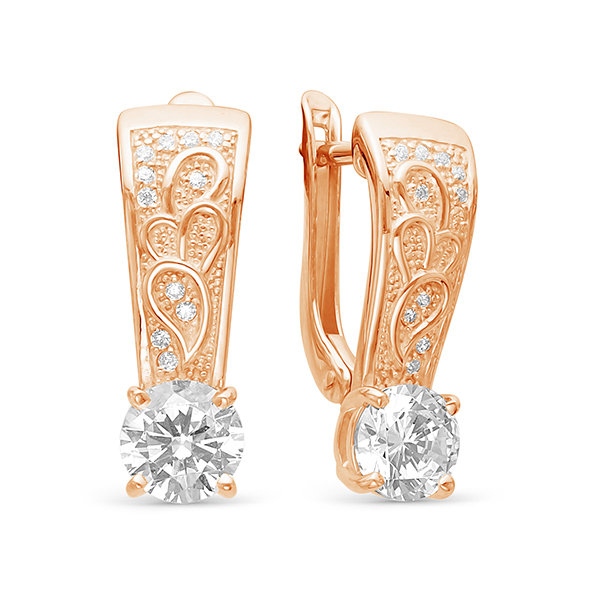 z2-9509 Серьги с фианитами. Золото 585. 