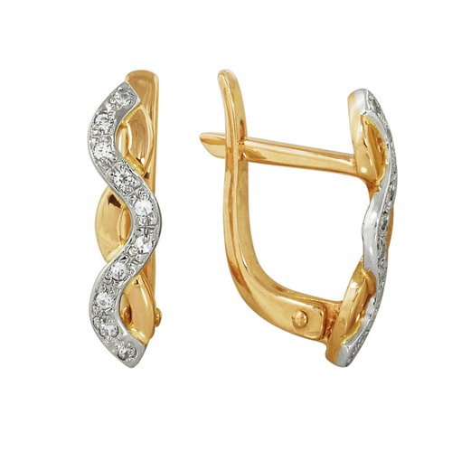 z2-430 Серьги с фианитами. Золото 585. 