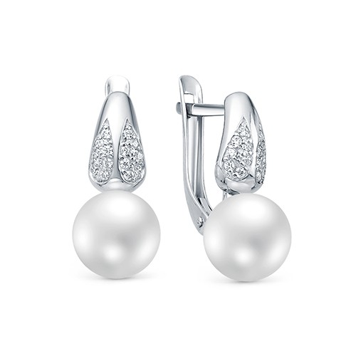 z2-10158 Серьги с жемчугом. Серебро 925. 