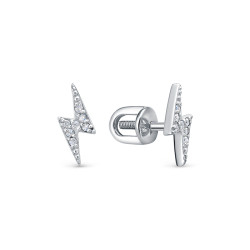 z2-10646 Пусеты с фианитами. Молния.Серебро 925.
