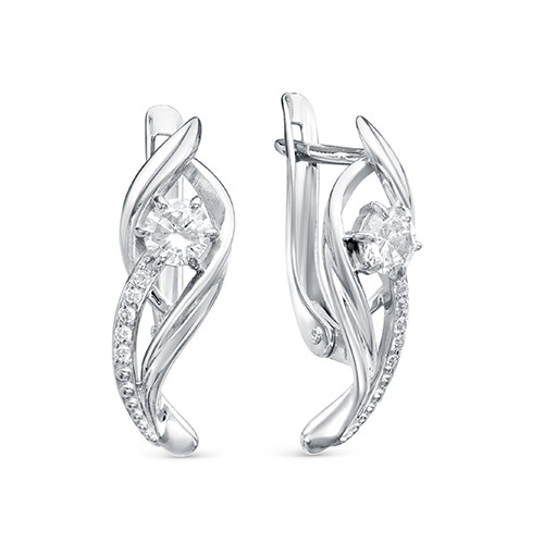 z2-10083 Серьги с фианитами. Серебро 925. 