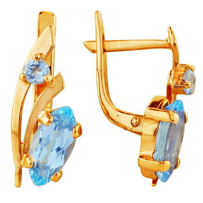 z2-109 Серьги с полудрагоценными вставками. Золото 585. 