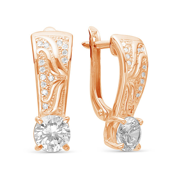 z2-9502 Серьги с фианитами. Золото 585. 