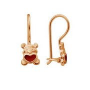 z2-7733d Детские серьги "мишка с сердцем" на петельке.Золото 585.