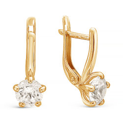 z2-9151 Серьги с фианитами. Золото 585.