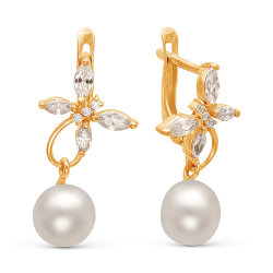 z2-8884 Серьги с жемчугом. Золото 585.