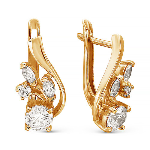 z2-9155 Серьги с фианитами. Золото 585. 