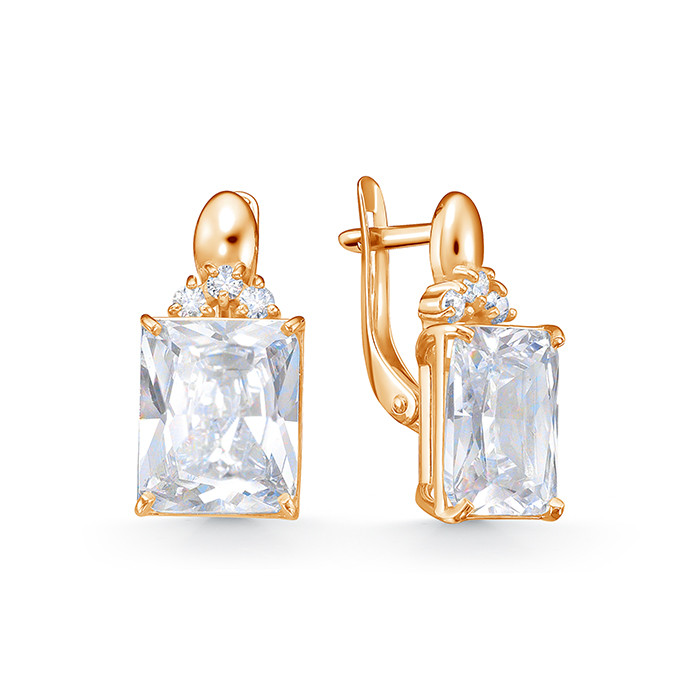 z2-10703 Серьги с фианитами. Золото 585. 