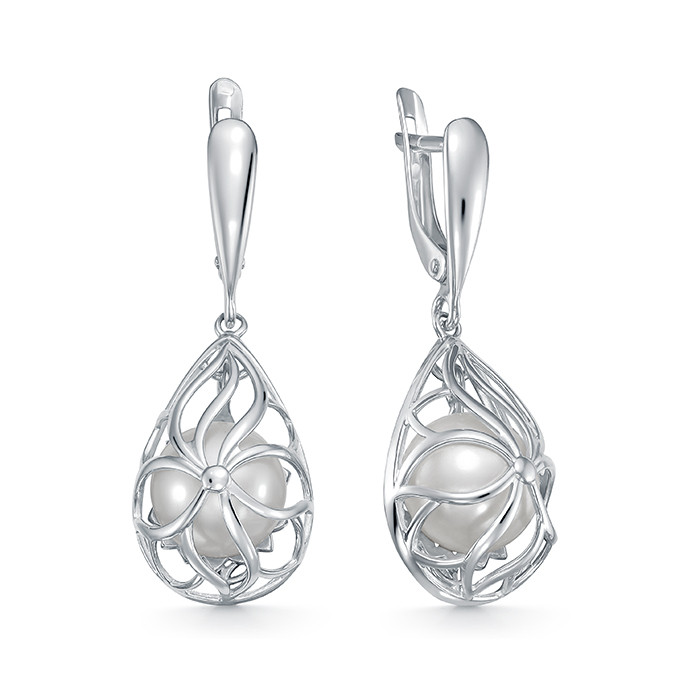 z2-10926 Серьги с жемчугом. Серебро 925. 