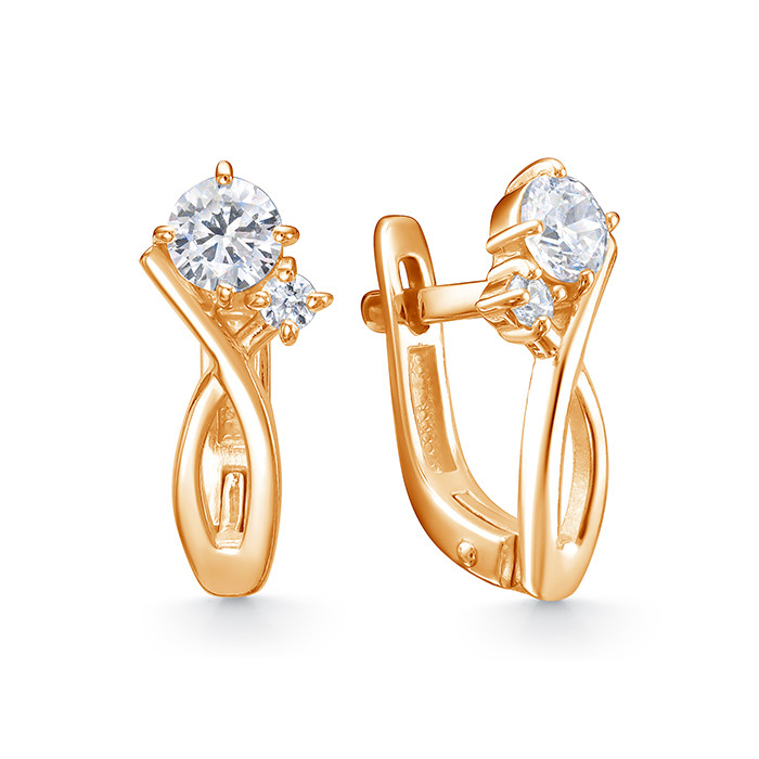 z2-10757 Серьги с фианитами. Золото 585. 