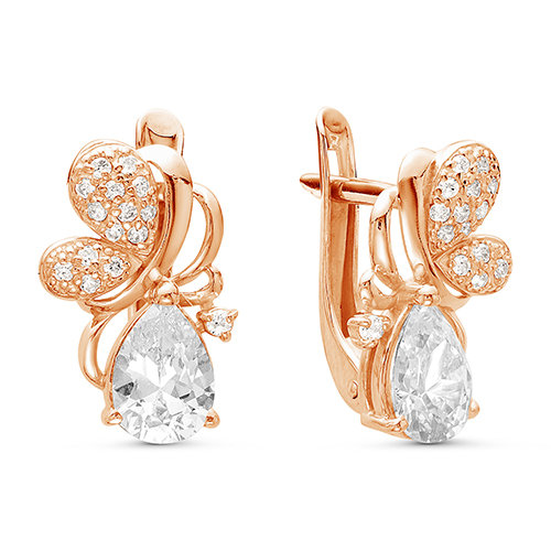 z2-9488 Серьги с фианитами. Золото 585. 