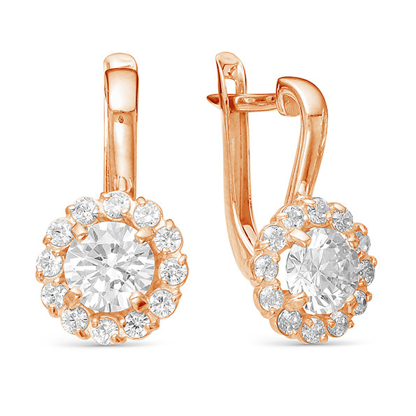 z2-9500 Серьги с фианитами. Золото 585. 