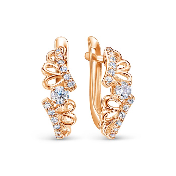 z2-10507 Серьги с фианитами. Золото 585. 