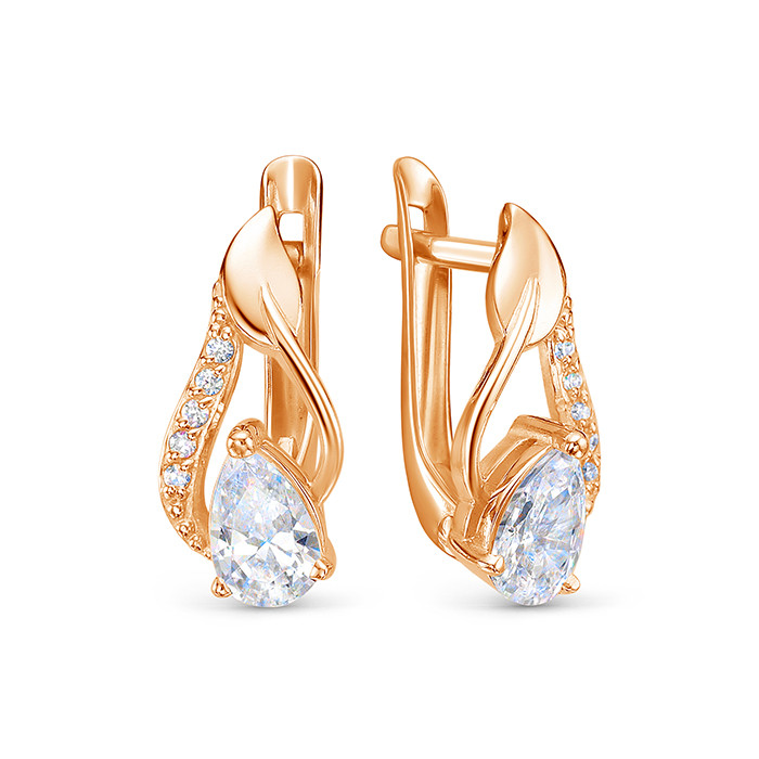 z2-10474 Серьги с фианитами. Золото 585. 