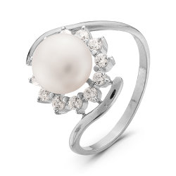 z1-8942 Кольцо с жемчугом. Серебро 925.