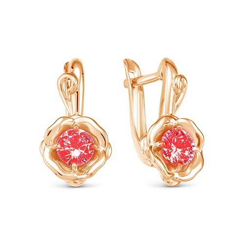 z2-10264 Серьги с фианитами. Золото 585. 