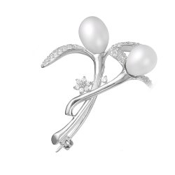 z7-054 Брошь с жемчугом. Серебро 925.