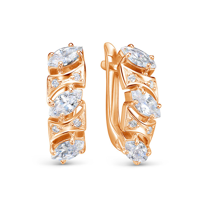 z2-10522 Серьги с фианитами. Золото 585. 