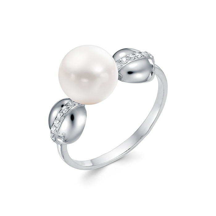 1-10484 Кольцо с жемчугом. Серебро 925. 