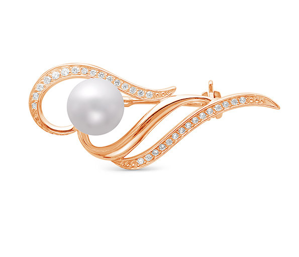 z7-057 Брошь с жемчугом. Золото 585. 