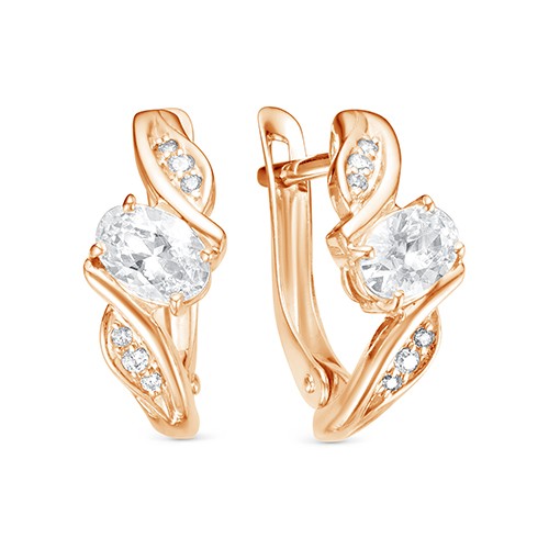 z2-9943 Серьги с фианитами. Золото 585. 