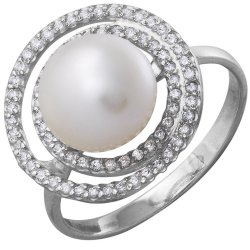 z1-7777 Кольцо с жемчугом. Серебро 925.