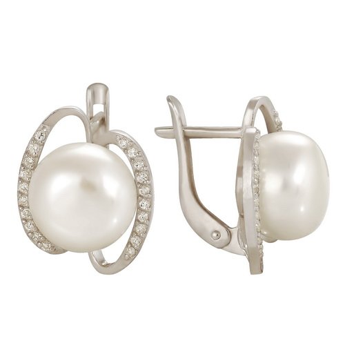 z2-8069 Серьги с жемчугом. Серебро 925. 