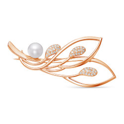 z7-046 Брошь с жемчугом. Золото 585.