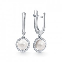 z2-10483 Серьги с жемчугом. Серебро 925.