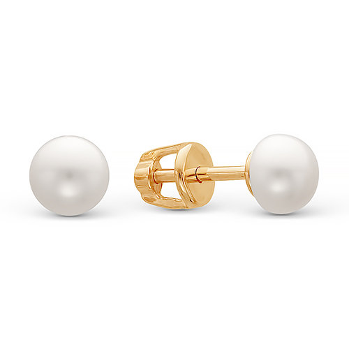 z2-9127 Пусеты с жемчугом 6 мм. Золото 585. 