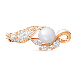 z7-050 Брошь с жемчугом. Золото 585.