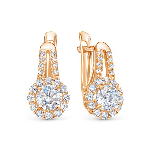 z2-10279 Серьги с фианитами. Золото 585. 