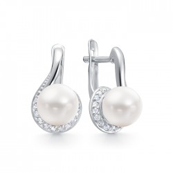 2-10368 Серьги с жемчугом. Серебро 925.