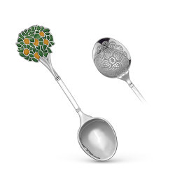 7021 Ложка лимонное дерево эмаль. Серебро 925.