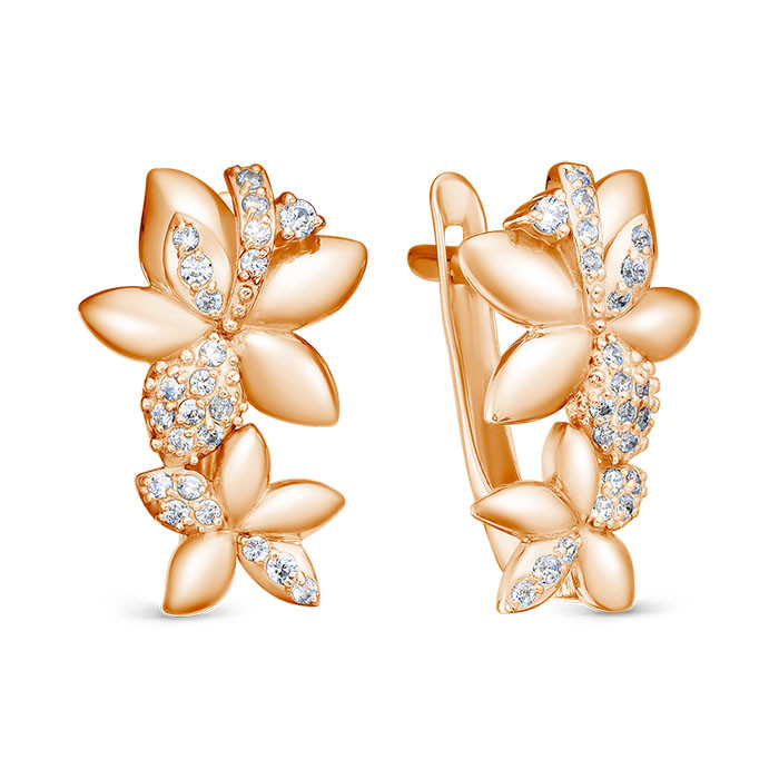 z2-11486 Серьги с фианитами. Золото 585. 