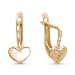 z2-9164-a Детские серьги "сердце" на английском замке.Золото 585.