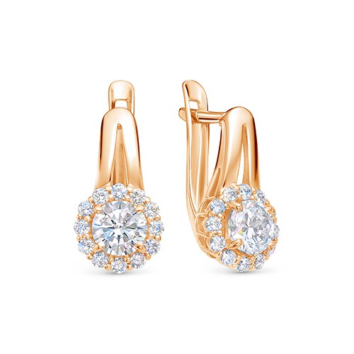 z2-10280 Серьги с фианитами. Золото 585. 