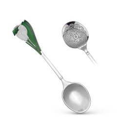 7022 Ложка цветы эмаль. Серебро 925.