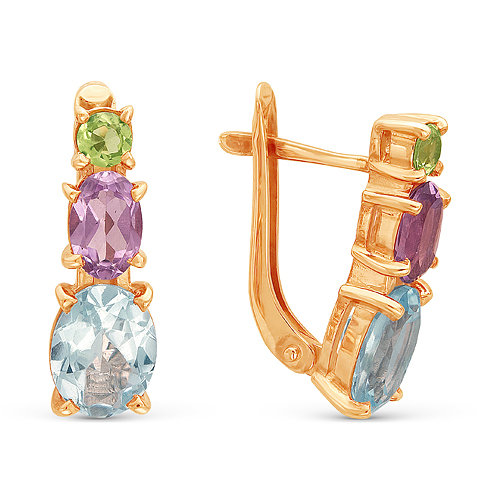 z2-8683 Серьги с полудрагоценными вставками. Золото 585. 