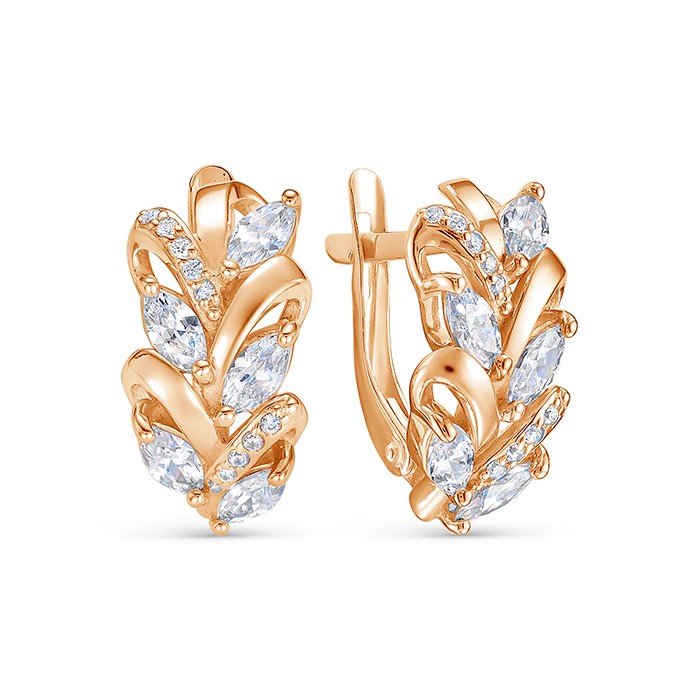 z2-10530 Серьги с фианитами. Золото 585. 