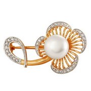 z7-012 Брошь с жемчугом. Золото 585.