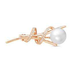 z7-049 Брошь с жемчугом. Золото 585.