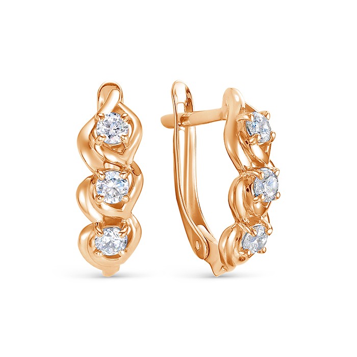 z2-10559 Серьги с фианитами. Золото 585. 