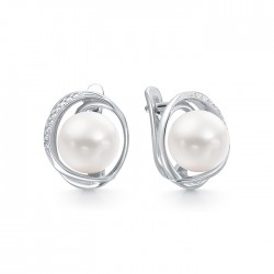 z2-10486 Серьги с жемчугом. Серебро 925.