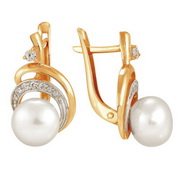 z2-8098 Серьги с жемчугом. Золото 585.