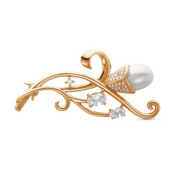 z7-033 Брошь с жемчугом. Золото 585.